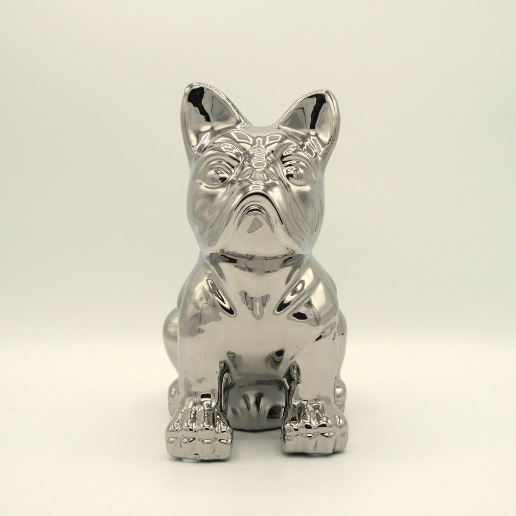 Dekofigur PABLO – Silberfarbene Bulldogge