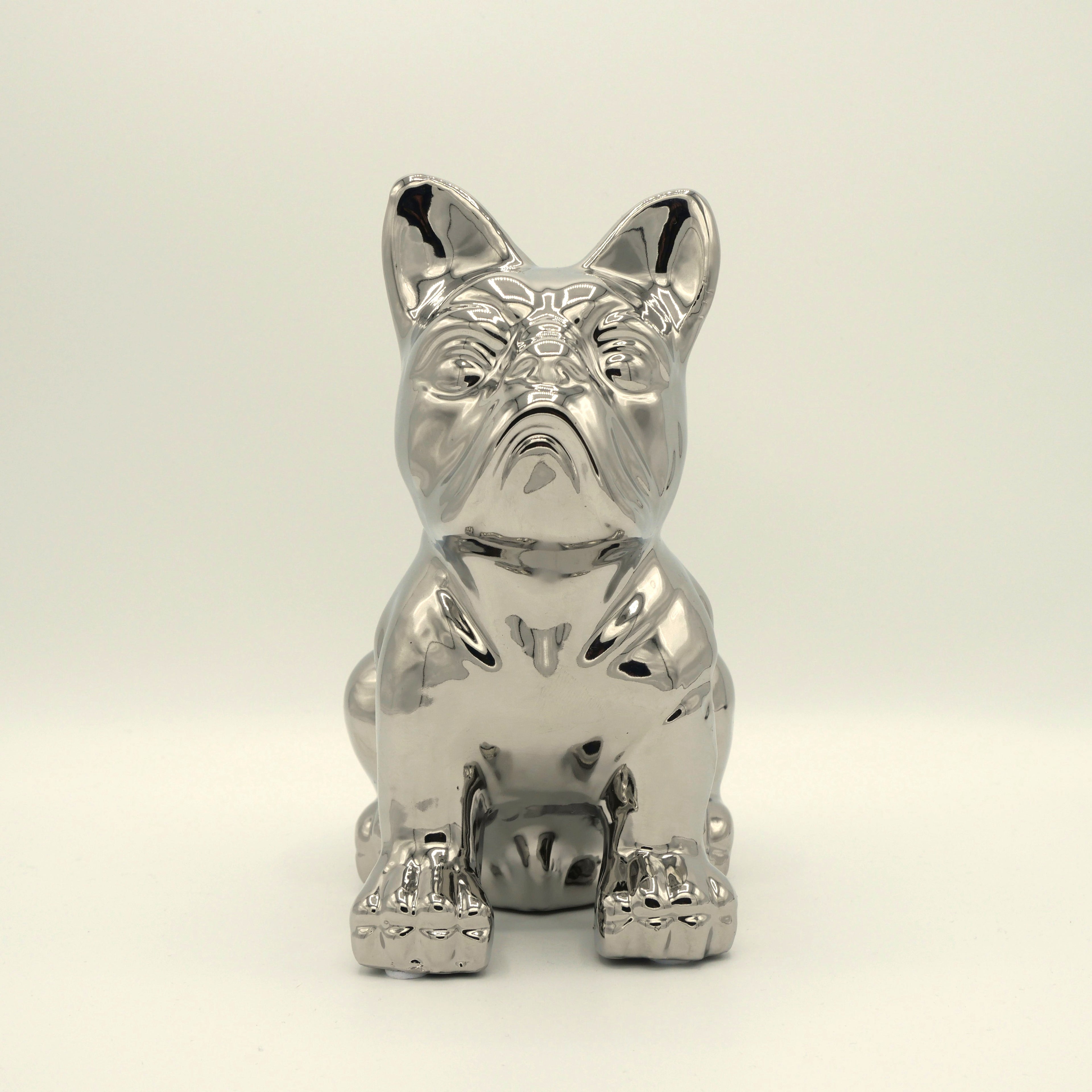 Dekofigur PABLO – Silberfarbene Bulldogge